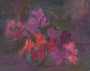 Barbara Doyle (b.1917) - 1981 Oil, Pink Flowers in Vase