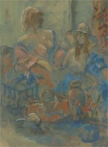 Barbara Doyle (b.1917) - Contemporary Oil, Seated Figure in Blue