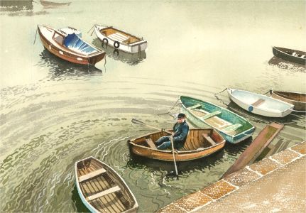 20th Century Watercolour - Rowing Boat
