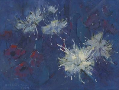 Barbara Doyle (b.1917) - 1993 Oil, Spikey Chrysanths
