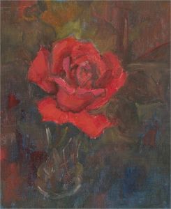 Barbara Doyle (b.1917) - Contemporary Oil, Single Red Rose