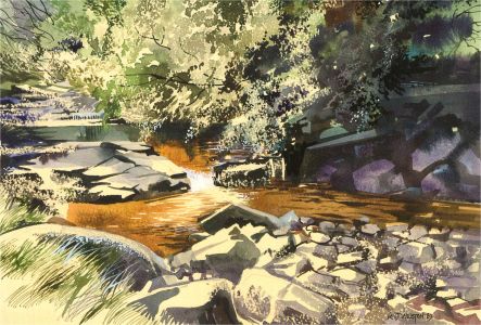 Ray J. Weston - 1989 Watercolour, Forest Stream