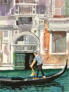 Ray J. Weston - 2006 Watercolour, Gondola in Venice