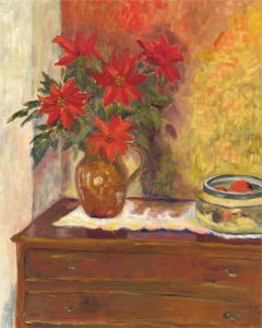 Sylvia Grottick - 20th Century Oil, Red Flowers