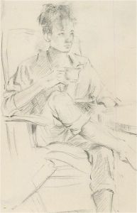 Franco Matania (1922-2006) - Mid 20th Century Graphite Drawing, Morning Coffee