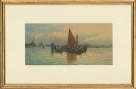 Late 19th Century Watercolour - Venice View with Boats