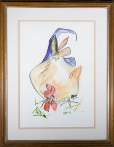 Marg Hewson - 1999 Watercolour, Chicken and Chick
