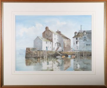 Jim Birt - 20th Century Watercolour, Winter Sunshine at Polperro