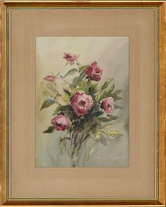Claude Kitto (1913-2004) - 20th Century Watercolour, Purple Roses