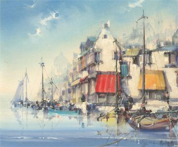 Jorge Aguilar-Argon (b.1936) - Contemporary Oil, Sunlit Shutters