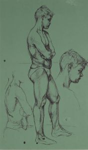 20th Century Pen and Ink Drawing - Studies of the Male Figure