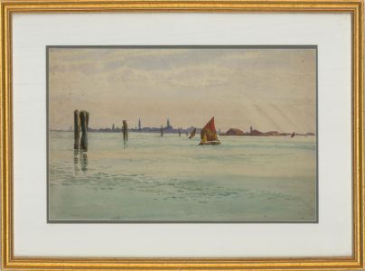 I.S.L. - Early 20th Century Watercolour, Venetian Scene with Boats