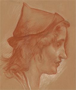 Ernest Benham Dielman (1893-1972) - 1940 Sanguine, Woman in an Archer's Hat