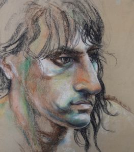 Patricia da Lima - 20th Century Pastel, Profile Portrait