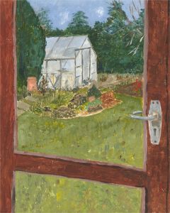 Sylvia Grottick - 20th Century Acrylic, Garden with Greenhouse
