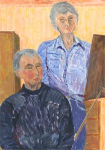 Sylvia Grottick - 20th Century Acrylic, Couple in Blue