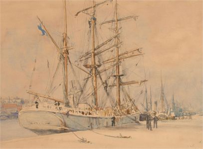 C.W.P. - Early 20th Century Watercolour, Finnish Barque at Harbour
