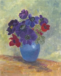Sylvia Grottick - 20th Century Oil, Purple Blooms