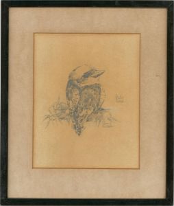 A. Joyce Bowdele - Early 20th Century Graphite Drawing, Baby kookaburra