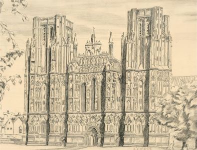 William Roy McGrath - 1976 Pen and Ink Drawing, Wells Cathedral