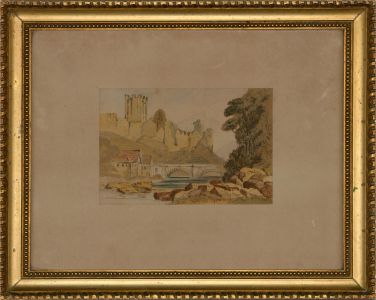 Late 19th Century Watercolour - Castle at Sunset