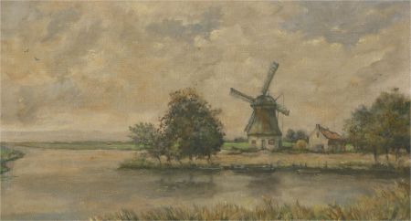 Mid 20th Century Oil - Tilburg Windmill