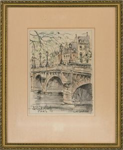 Michel Soutine (1941-1986) - Contemporary Pen and Ink Drawing, Le Pont Neuf