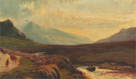 For Restoration - Late 19th Century Oil, Driving Highland Cattle