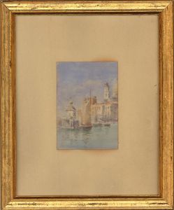 Mid 20th Century Watercolour - Continental Coastal Scene