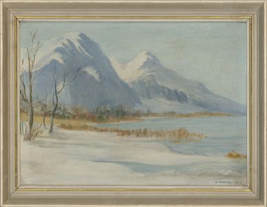 J. Thompson - 1971 Oil, Winter Lake Scene