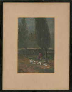 Fitoussi - Early 20th Century Oil, Feeding the Birds