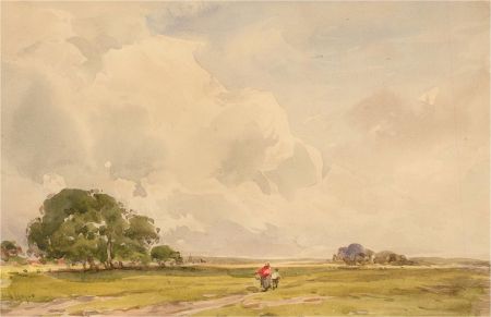 Early 20th Century Watercolour - Summer Field with Figures