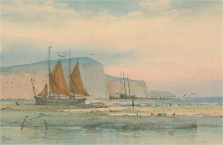 Early 20th Century Watercolour - Fishing Boats on the Beach