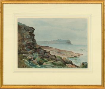 Frank Watson Wood (1862–1953) - 1946 Watercolour, Coastal View of Scarborough