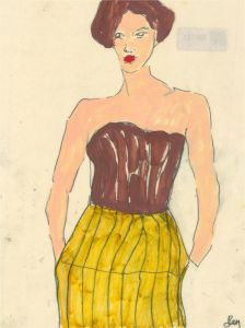 Ben Carrivick - Contemporary Oil, Brown and Yellow Dress