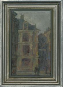Jenny Lander - Contemporary Oil, Street Scene with Figures
