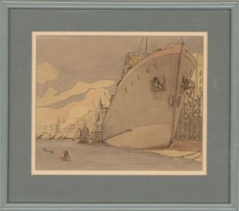 William C. Clements (1903-1983) - 1944 Watercolour, High + Dry, London Docks