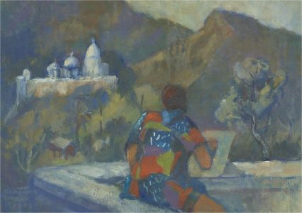 Barbara Doyle (b.1917) - 1989 Oil, Tom at Mt. Abu