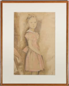 Alfred Kingsley Lawrence RA (1893-1975) -Mid 20th Century Gouache, Twins In Pink