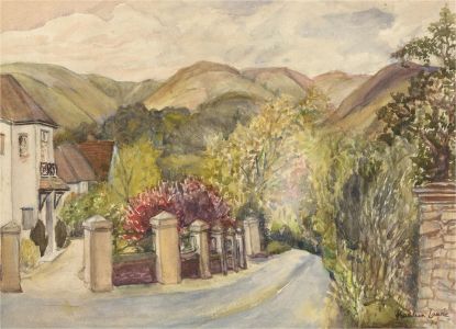 Kathleen Laurie - 1974 Watercolour, The Long Mynd, view from Church Stretton