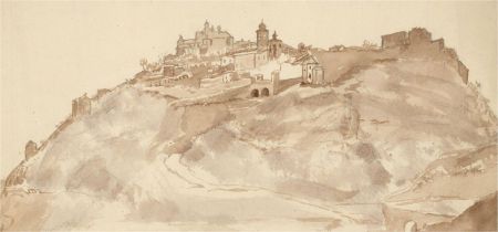Late 19th Century Watercolour - Hill Town