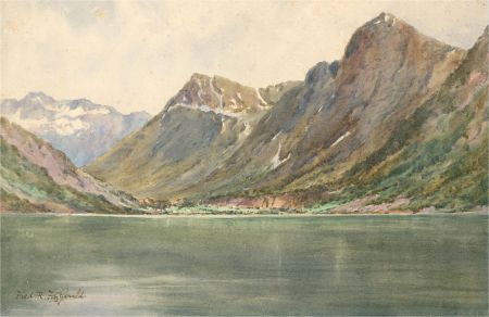 Fred R. Fitzgerald (1869-1944) - Watercolour, Summer Morning at Oye, Norway