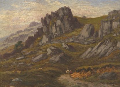 Thomas Spinks (1847-1927) - 1886 Oil, Rocky Landscape