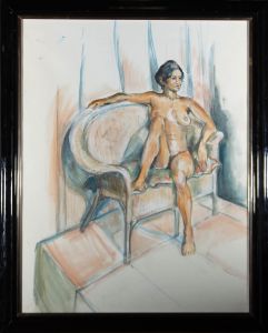 Lewis Davis (1910-1979) - Contemporary Watercolour, Casually Reclining