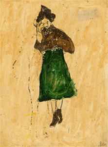 Ben Carrivick - Contemporary Oil, Green Skirt and Brown Boots