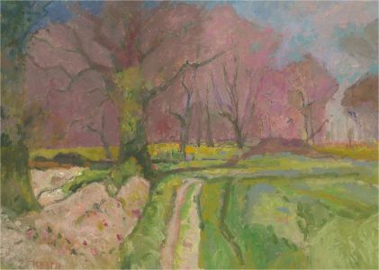 Keith Johnson (1931-2018) - Contemporary Oil, Green, Purple, Blue
