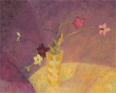 Keith Johnson (1931-2018) - Contemporary Oil, Flowers in Thin Vase