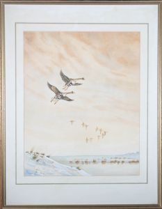 W.E. Carrick - Early 20th Century Watercolour, Flying Skein of Geese