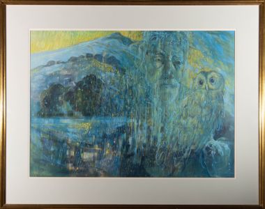 Ken Longcake - 1995 Gouache, The Owl Man