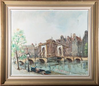 Large Framed 20th Century Oil - Amsterdam